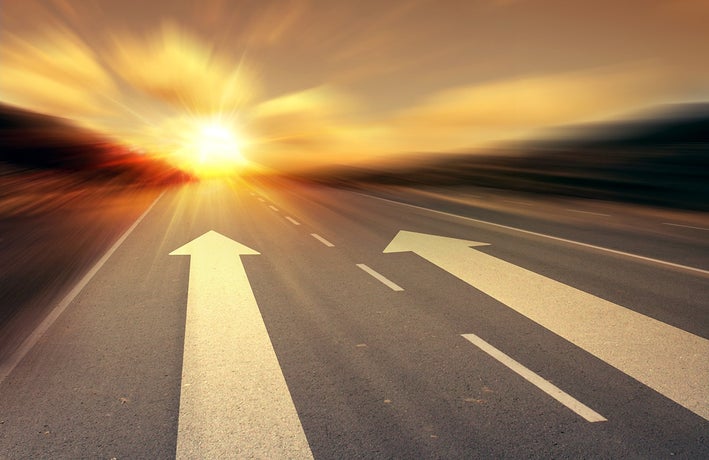 Accelerating along a road