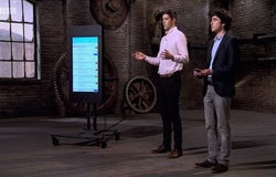 TickX co-founders Sam Coley and Steve Pearce pitching on Dragons' Den