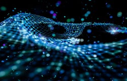 Abstract polygonal silver spots on a black-blue background