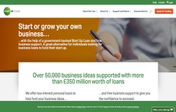 The homepage of the Start-up Loans website