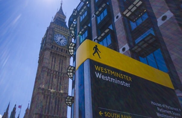 Westminster sign wth Big Ben