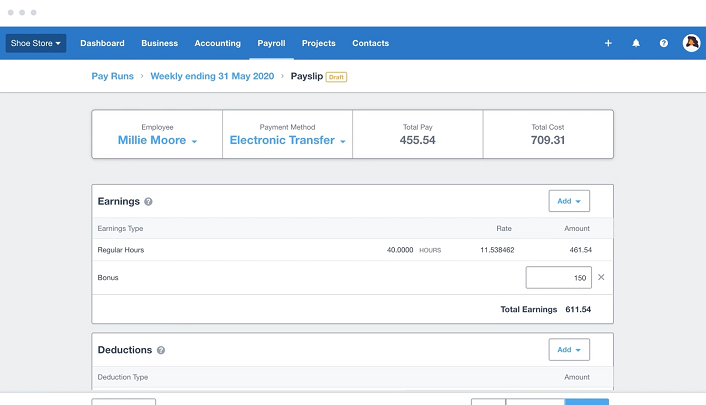 Xero payroll example