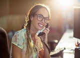 office voip pbx phone girl