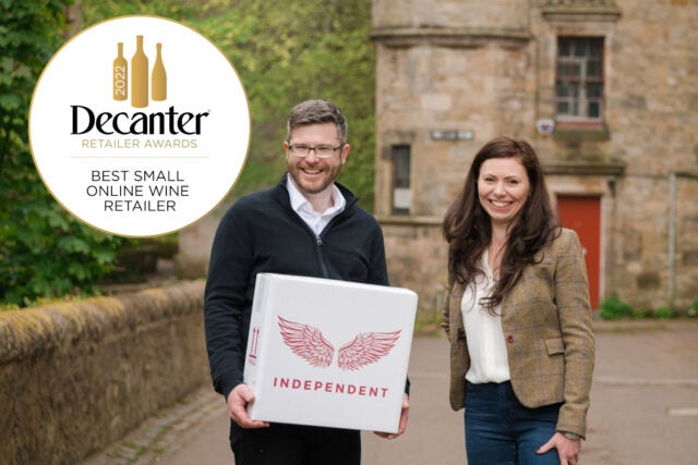 elvira and oleg founders of independent wine showing them winning the Decanter Retailer Awards for Best Small online wine retailer