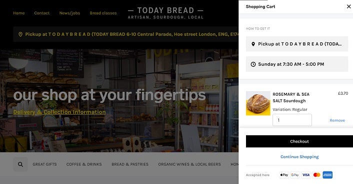 Today Bread pickup reservation page