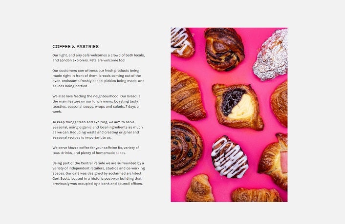 Today Bread caf&eacute; food page