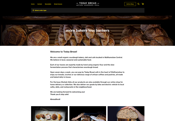 Today Bread caf&eacute; homepage