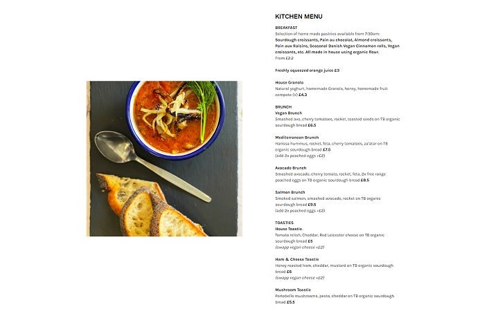 Today Caf&eacute; menu