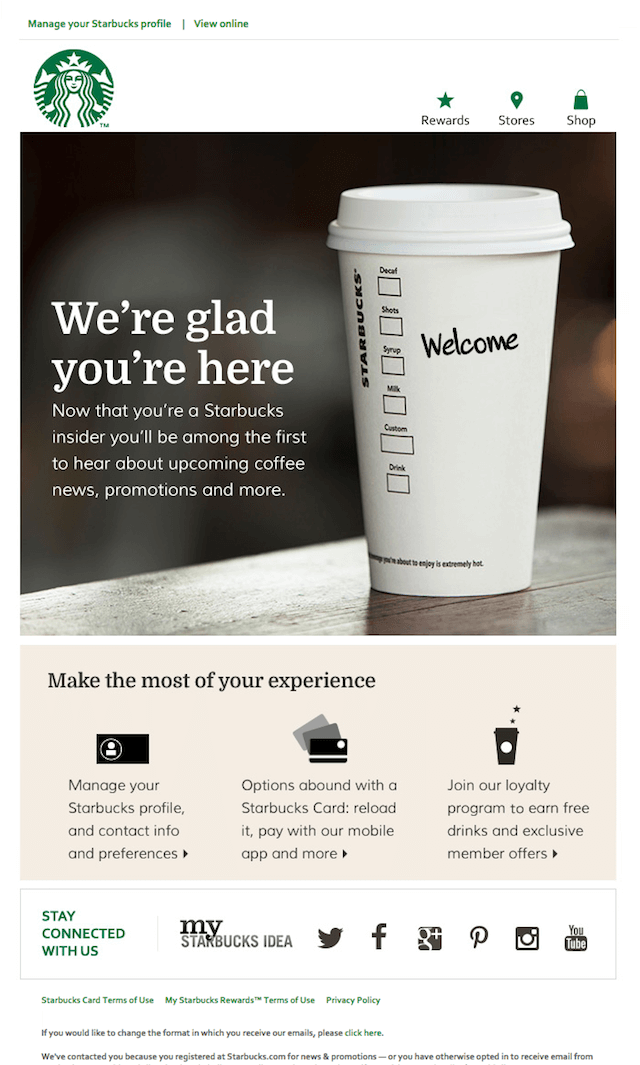 best crm email marketing examples starbucks