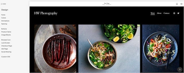 Squarespace editing interface