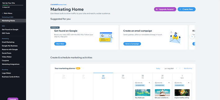 Wix marketing backend