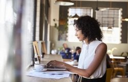 Woman computer website