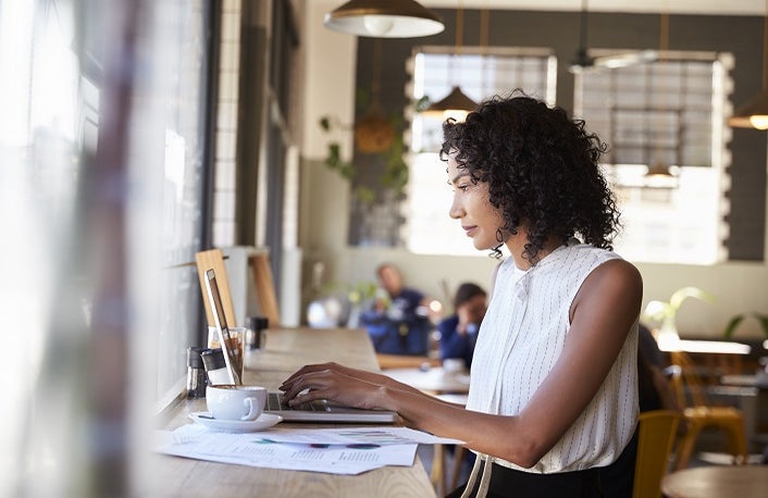 Woman computer website