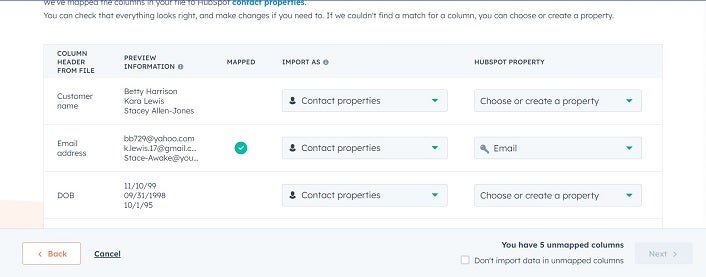 HubSpot customer import