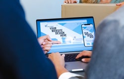 Close up of a website builder on laptop