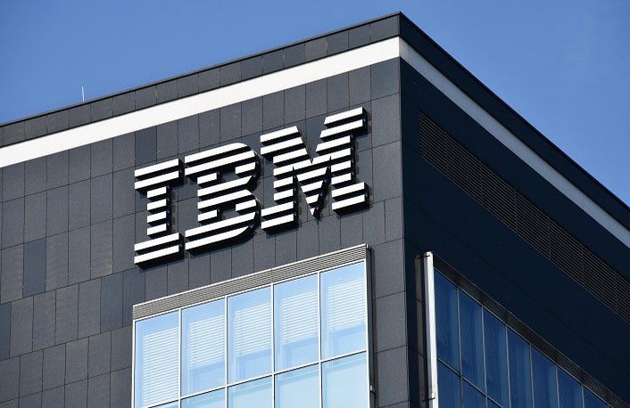 Dusseldorf, North Rhine-Westphalia, Germany - September 9, 2021: IBM logo in Dusseldorf, Germany - IBM is an American multinational technology corporation headquartered in Armonk, New York