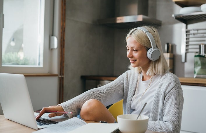 woman remote working from her home