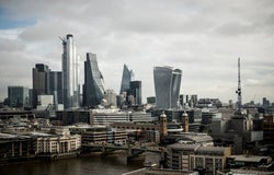 a view of the London financial district skyline