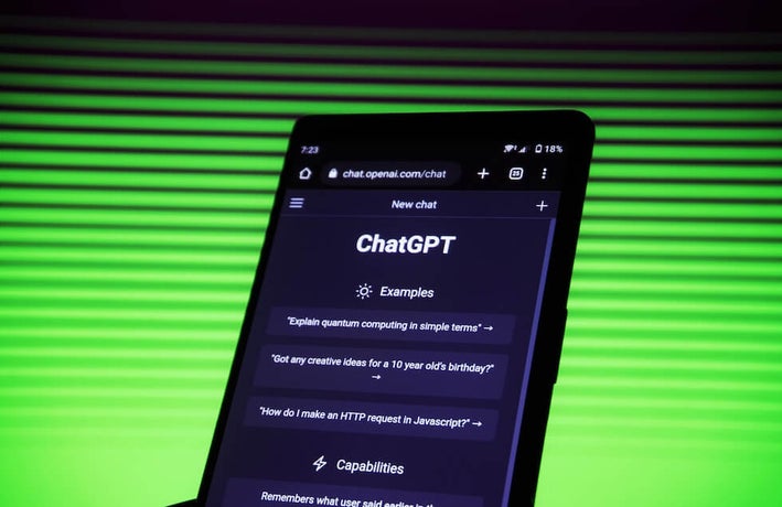 a smartphone displaying a view of the ChatGPT app