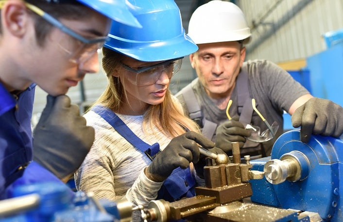 Young people in metallurgy training