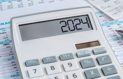 A calculator with the 2024 on the display