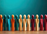Diversity and Inclusion concept. Wooden and colored figurines