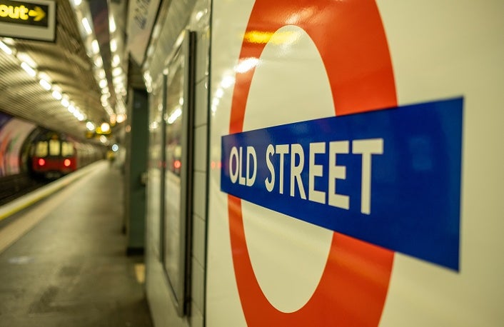 London- Old Street London underground station platform.