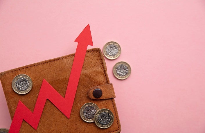 Rising cost of living. inflation financial crisis background.