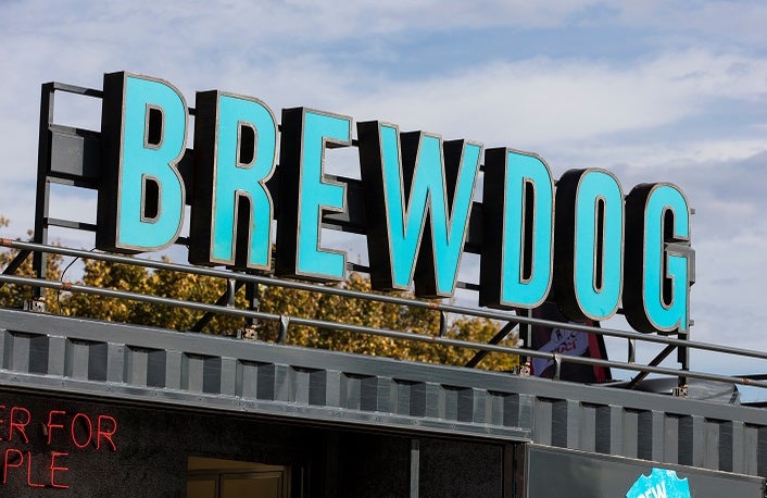 LONDON, UNITED KINGDOM - OCTOBER 13th 2018: A brewdog craft beer sign. BrewDog is a Scottish brewery and pub chain.