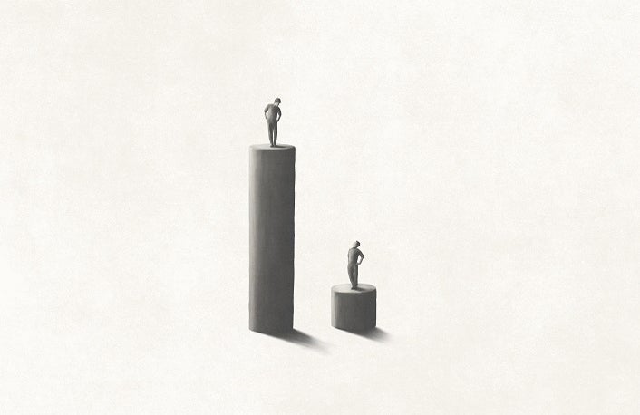 Illustration of business inequality status concept