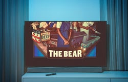 Vilnius, Lithuania - 2023 October 5: Popula HULU TV Series of The Bear on Television screen. TV show