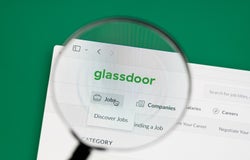 Ostersund, Sweden - June 25, 2023: glassdoor website on a computer screen. Glassdoor is an American website where current and former employees anonymously review companies.