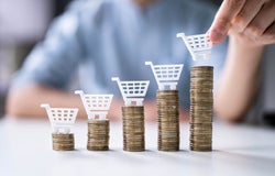 Piles of coins increasing in size