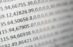 Screen displaying a range of numbers