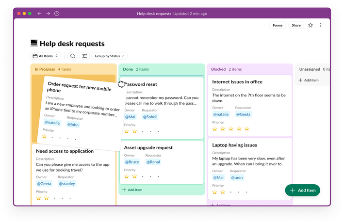 Kanban Slack board