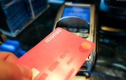 London- Point of payment inside a retail premises using a Monzo card- a British neobank
