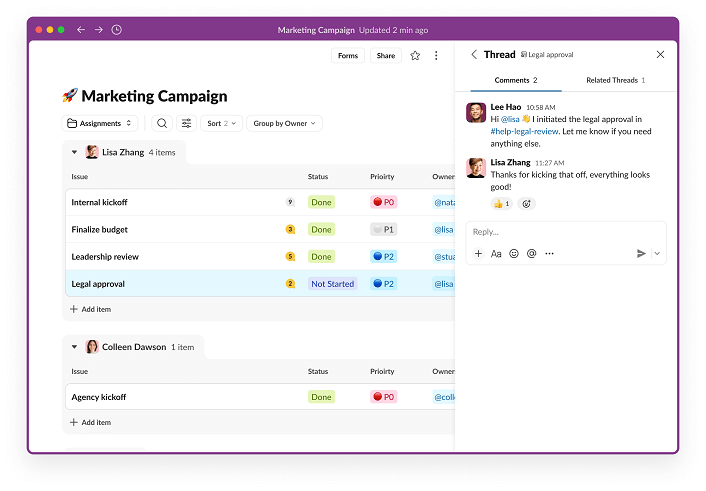 Threads on Slack