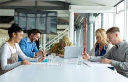Company team meeting in office