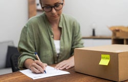 Customer filling out return form