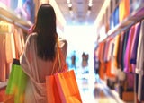 Customer in a clothes shop carrying bags