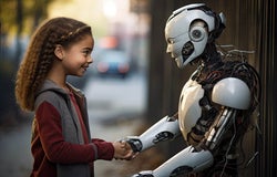 AI robot meets girl