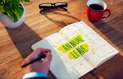 Diary with days blocked out marked 'Annual leave'
