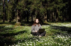 Remote worker in a field in the UK