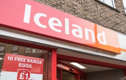 Shot outside of an Iceland supermarket with its logo prominently displayed.