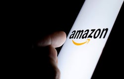 A smartphone screen displaying the Amazon logo